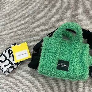 Green Marc Jacobs fuzzy micro tote